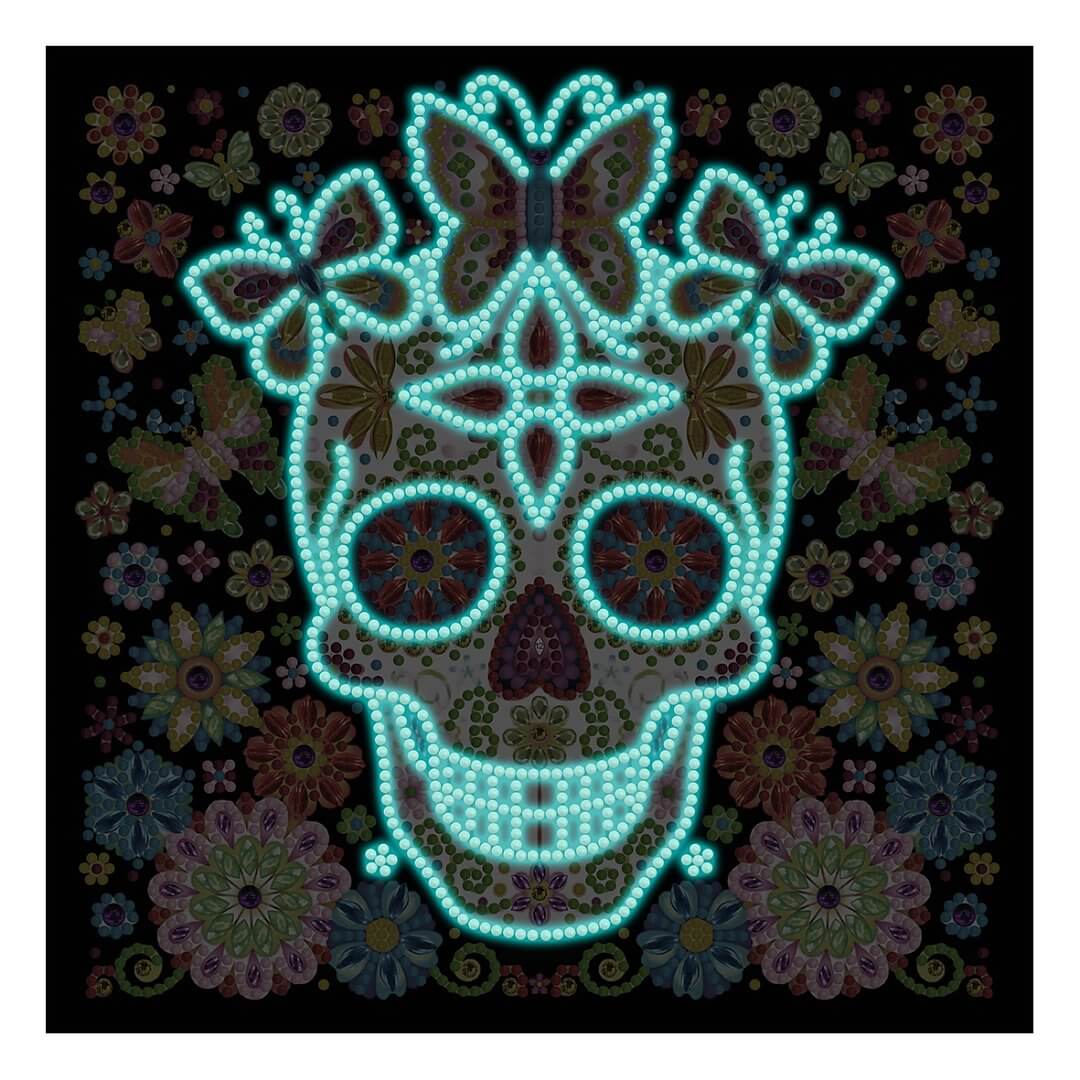 Doodle Skeleton Floral - DIY Diamond Painting Glow in the Dark