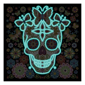 Doodle Skeleton Floral - DIY Diamond Painting Glow in the Dark