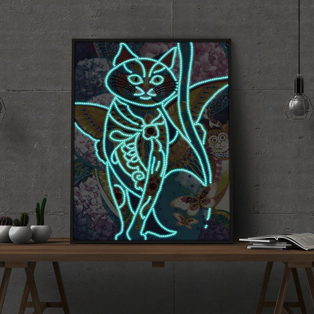 Doodle Cat - DIY Diamond Painting Glow in the Dark