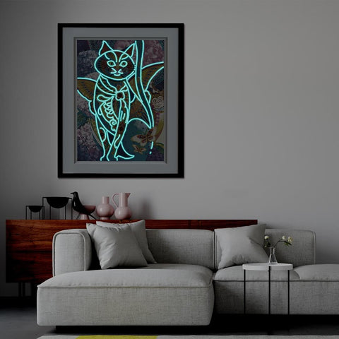 Image of Doodle Cat - DIY Diamond Painting Glow in the Dark