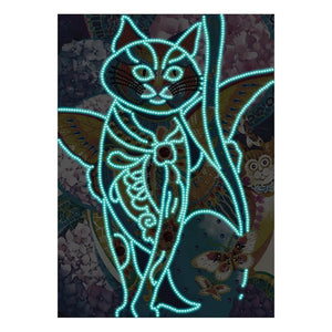 Doodle Cat - DIY Diamond Painting Glow in the Dark