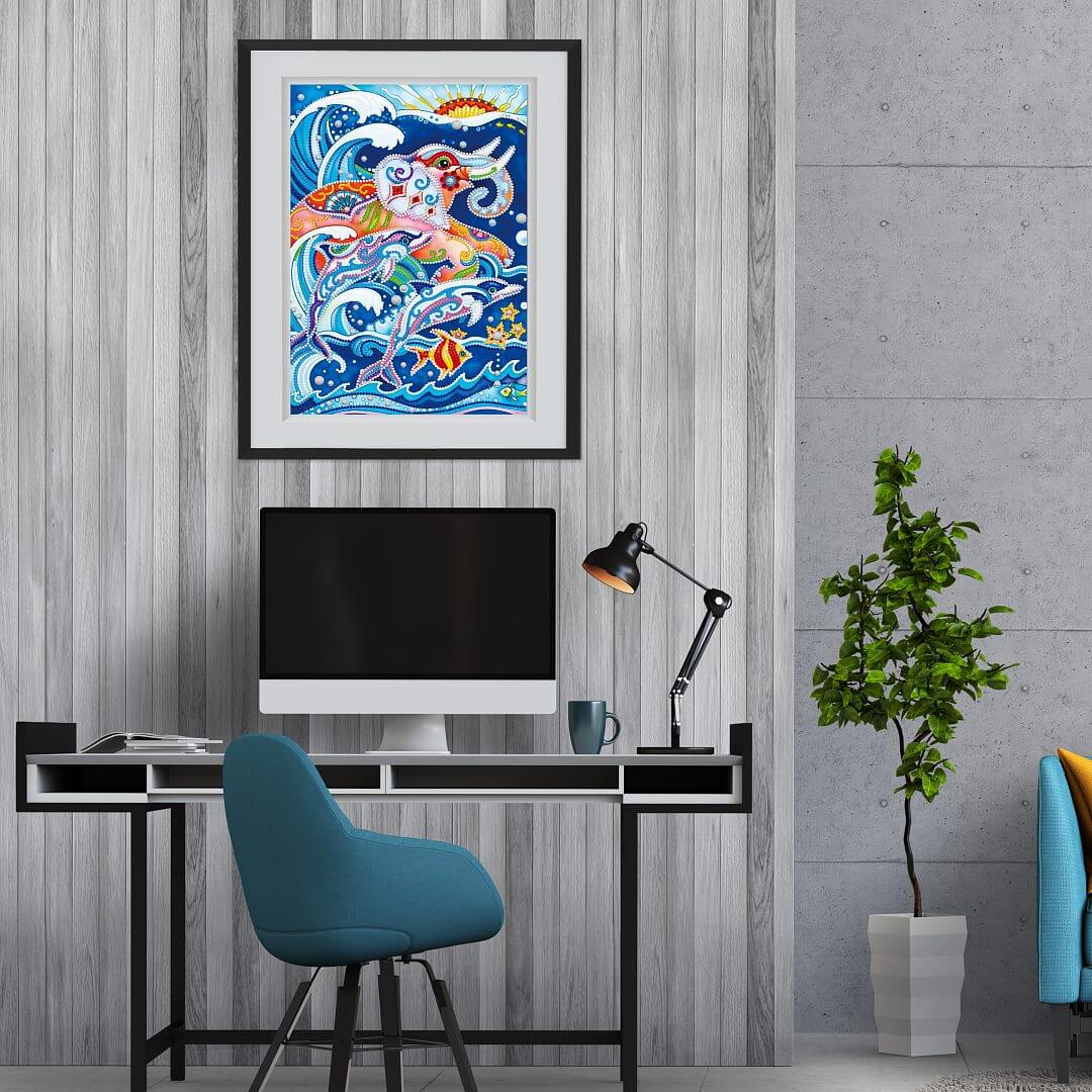 Elephant And Dolphin - DIY Diamond Painting Glow in the Dark