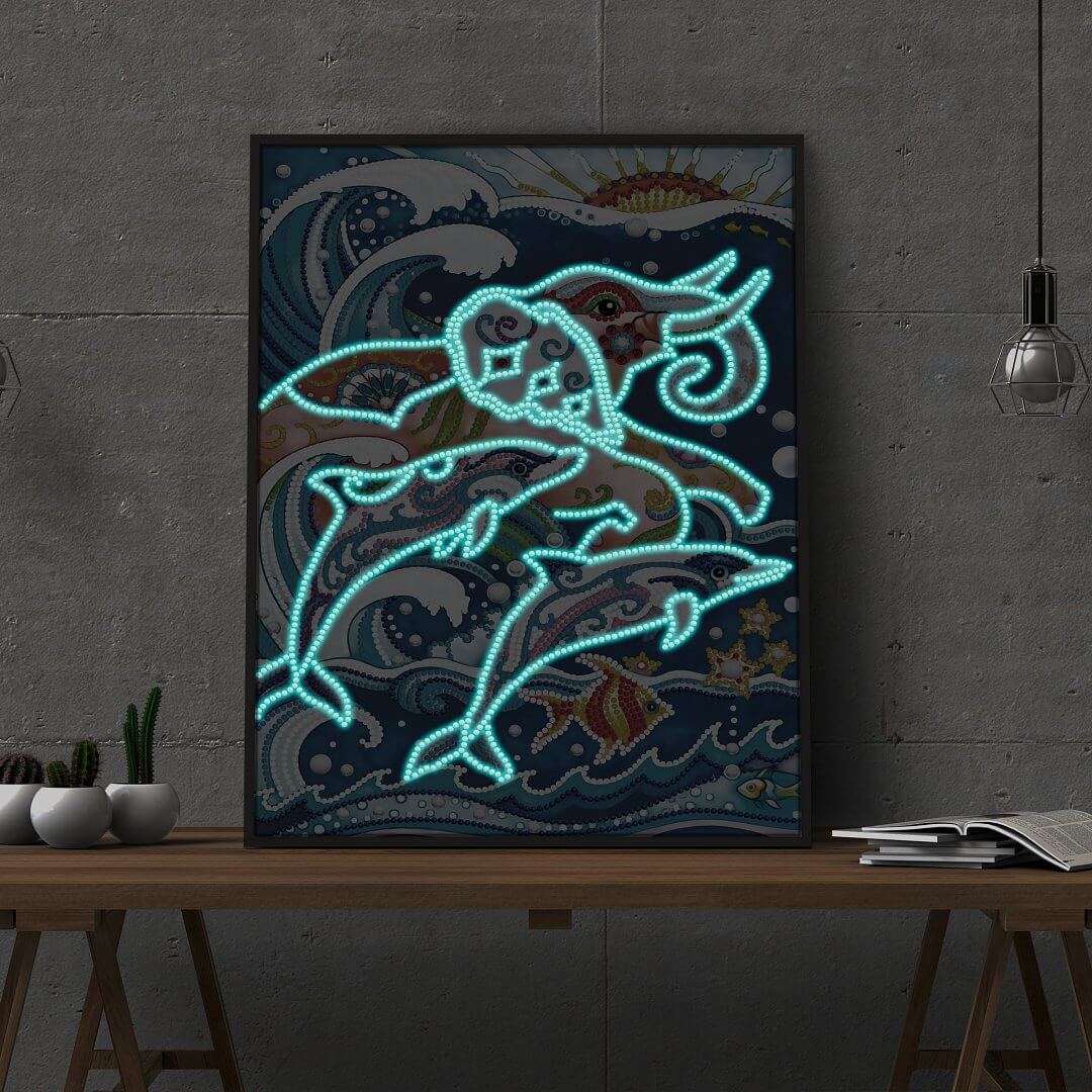Elephant And Dolphin - DIY Diamond Painting Glow in the Dark