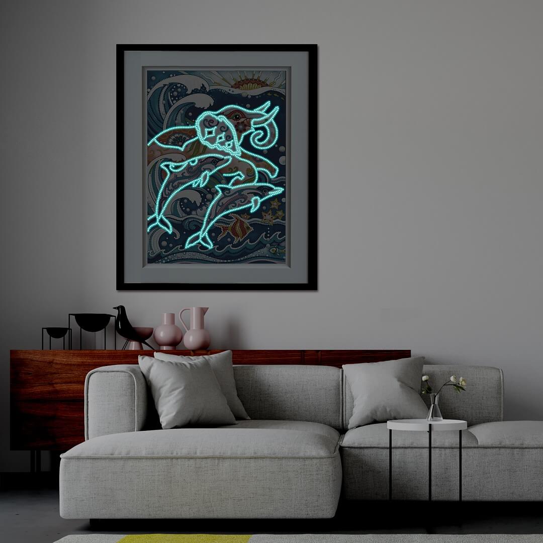 Elephant And Dolphin - DIY Diamond Painting Glow in the Dark