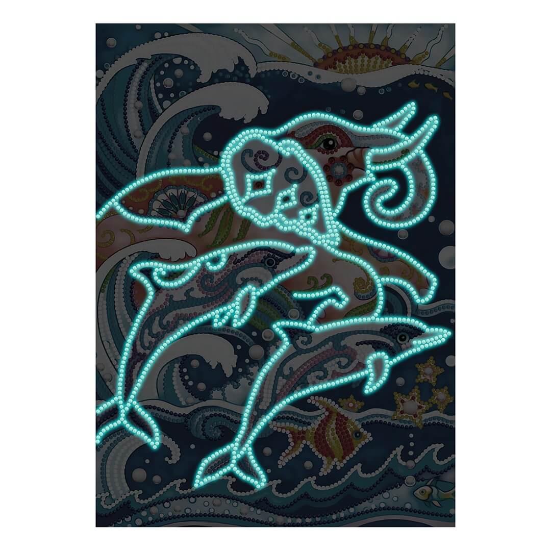 Elephant And Dolphin - DIY Diamond Painting Glow in the Dark