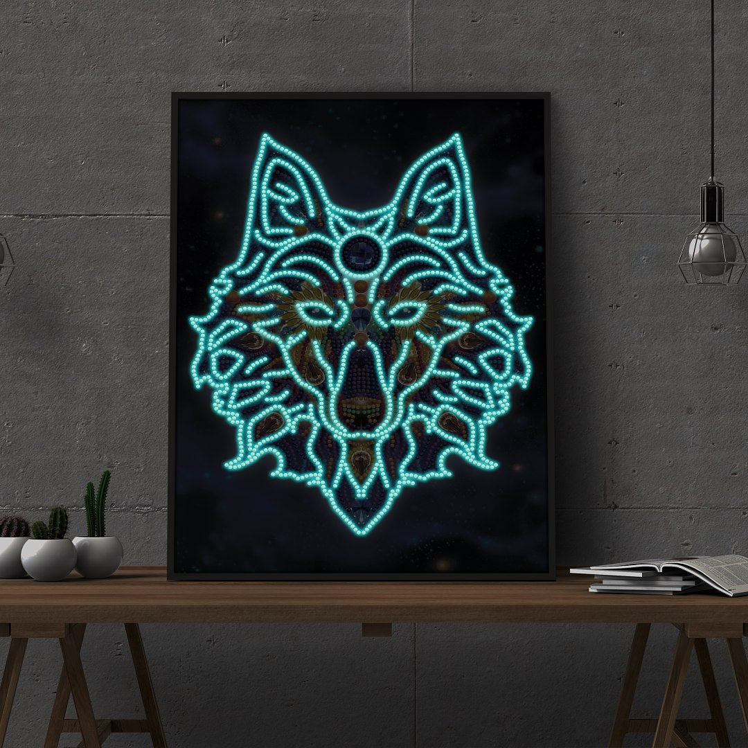 Doodle Wolf - DIY Diamond Painting Glow in the Dark