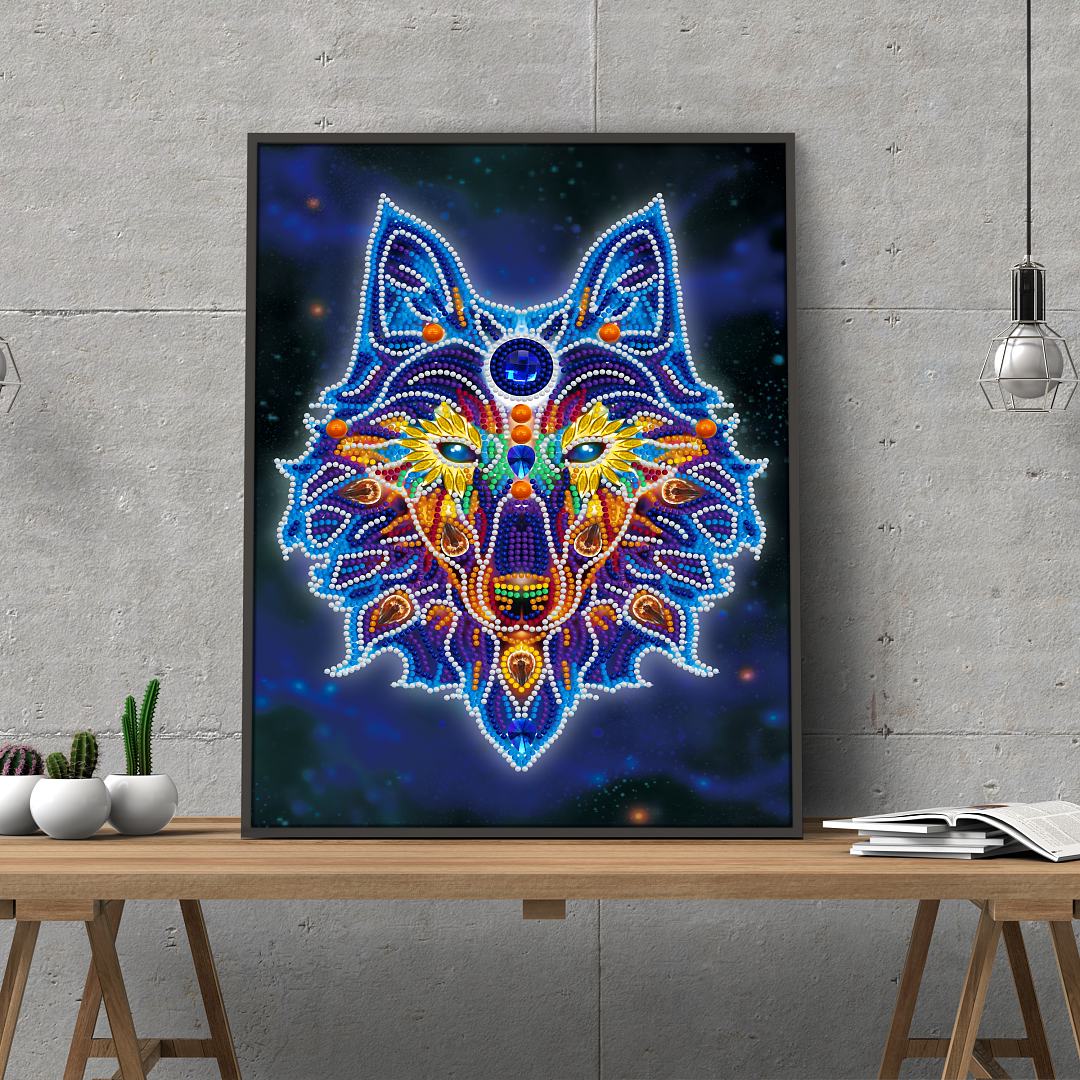 Doodle Wolf - DIY Diamond Painting Glow in the Dark