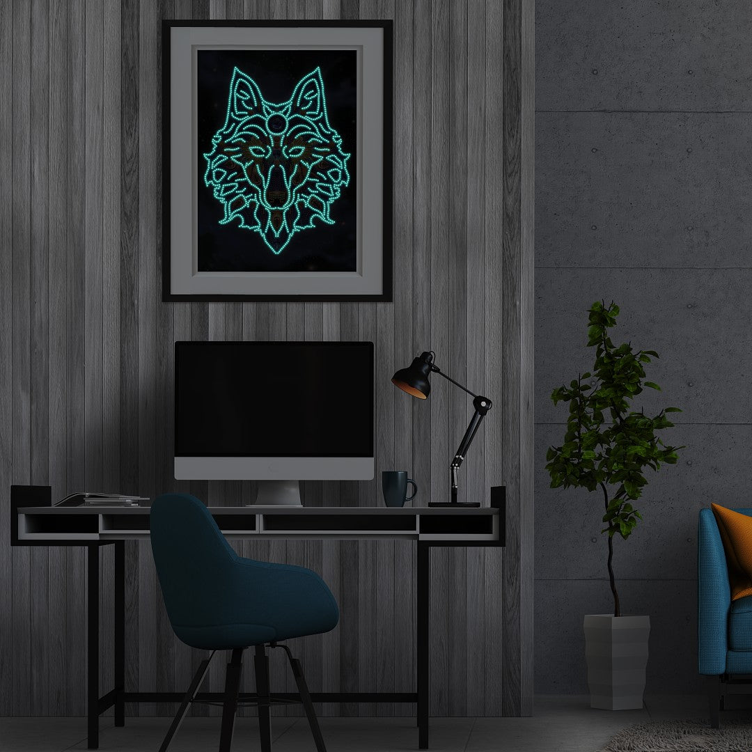 Doodle Wolf - DIY Diamond Painting Glow in the Dark