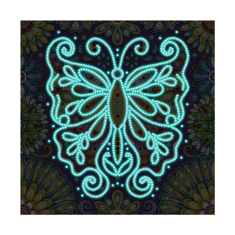 Image of Doodle Butterfly - DIY Diamond Painting Glow in the Dark