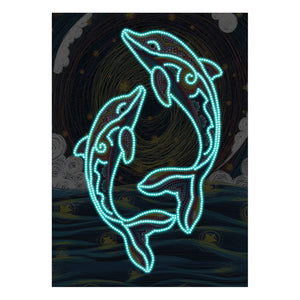 Dolphins - DIY Diamond Painting Glow in the Dark