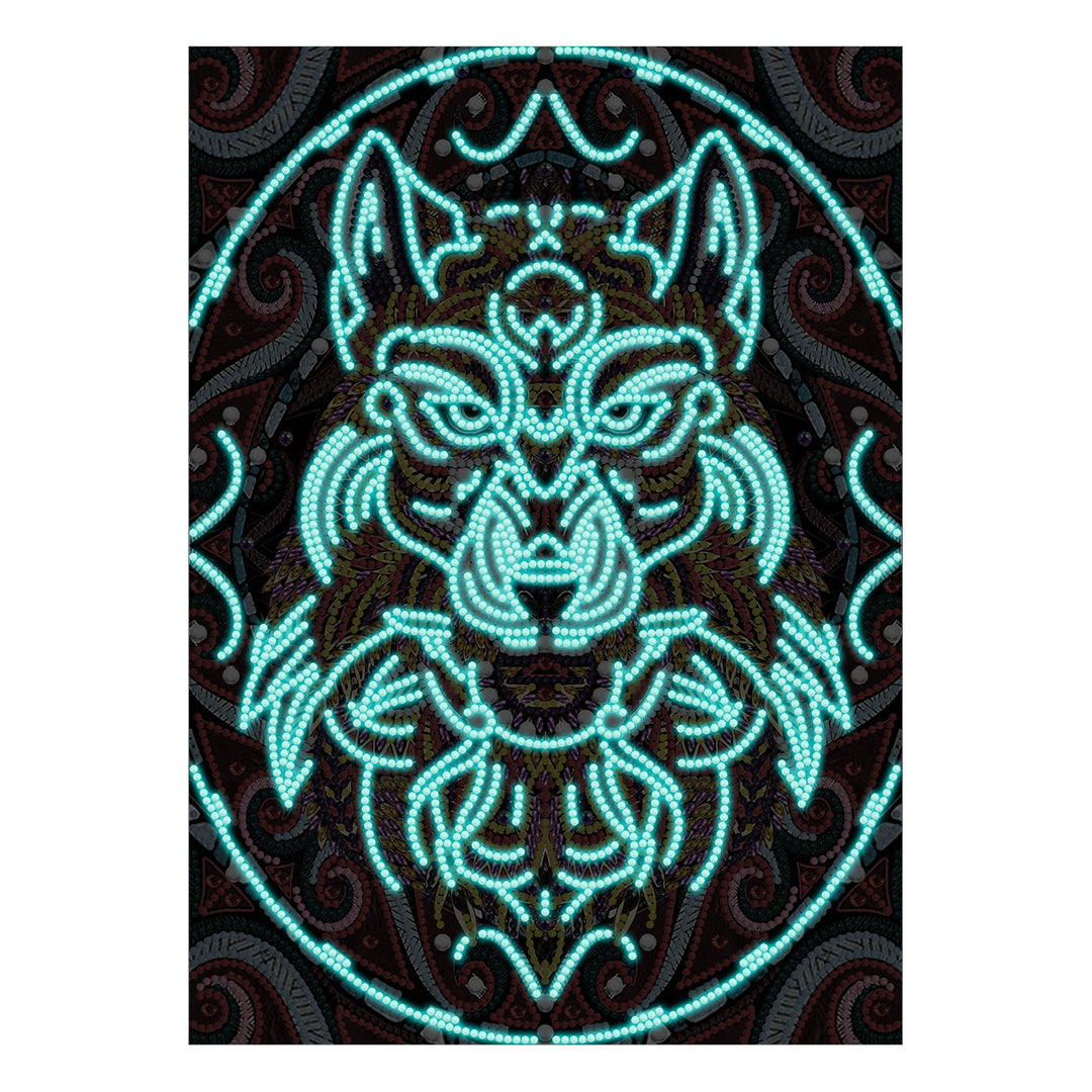 Fierce Wolf - DIY Diamond Painting Glow in the Dark