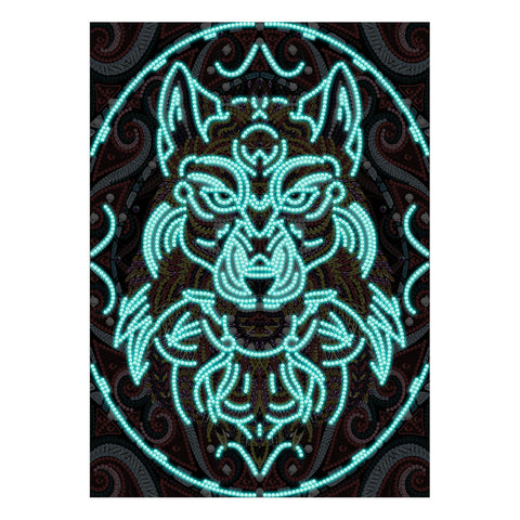 Image of Fierce Wolf - DIY Diamond Painting Glow in the Dark