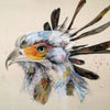 Abstract diamond painting of an eagle's head with a colorful and textured appearance