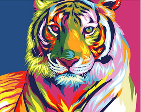 Image of Colourful Tiger Abstract - DIY Painting By Numbers