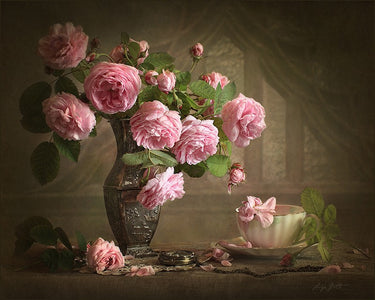 Pink Rose in a Vase - DIY Painting By Numbers