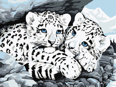 White Tigers in the Snow - DIY Painting By Numbers