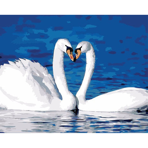 Image of White Swans- DIY Painting By Numbers