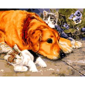Dog with Cats - DIY Painting By Numbers