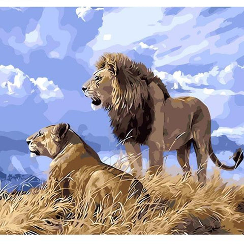 Image of Lions in The Nature - DIY Painting By Numbers Kit