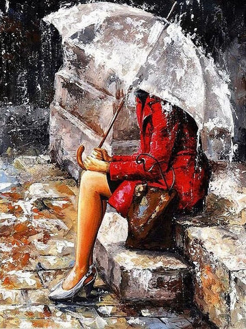 Image of Girl in the Rain - Painting By Numbers