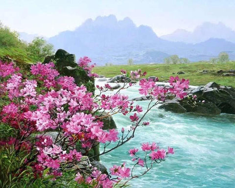 Image of Flowers By The River - DIY Painting By Numbers