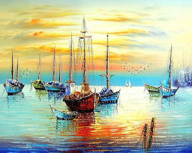 Sailing Boats Landscape - DIY Painting By Numbers