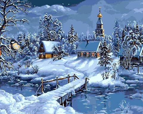 Christmas Snow - DIY Painting By Numbers