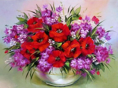 Red And purple Flowers - DIY Painting By Numbers