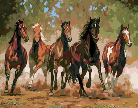 Running Horses in the Wild - DIY Painting By Numbers