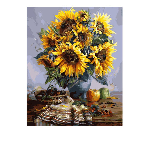 Image of Sunflowers in a Vase - DIY Painting By Numbers