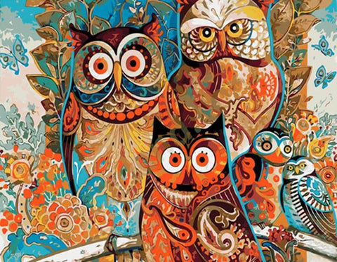 Abstract Owls -  DIY Painting By Numbers