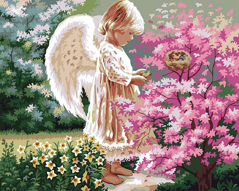 Image of angel girl drawing