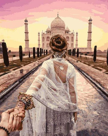 Image of Hand in Hand (Taj Mahal) - DIY Painting By Numbers