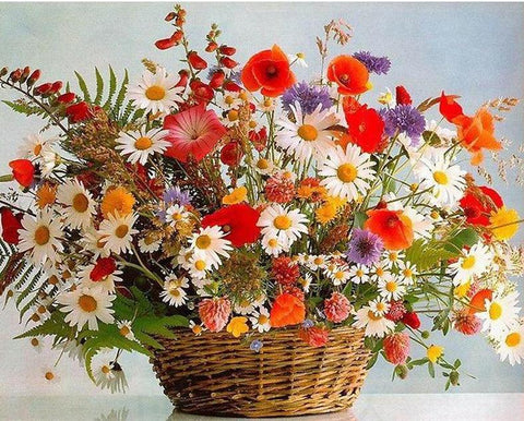 Image of Flowers in a basket - DIY Painting By Numbers