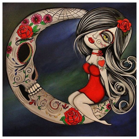 Image of Lady in a Skeletal Moon - DIY Diamond Painting