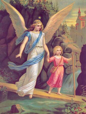 Image of Children with Angel on the Bridge #4 - DIY Diamond Painting