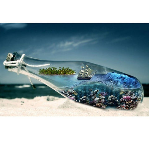 Image of Sea and Sailboat in a Bottle - DIY Diamond  Painting