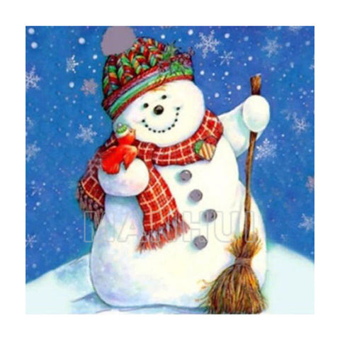Image of Snowman with Broom - DIY Diamond  Painting