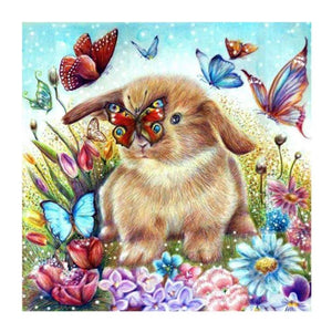 Rabbit Playing with the Butterflies - DIY Diamond Painting