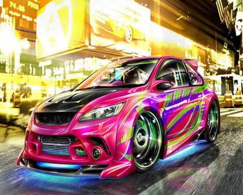 Image of Racing Car in Pink - DIY Diamond Painting