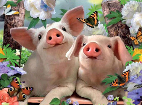 Image of Two Lovely Pigs - DIY Diamond Painting