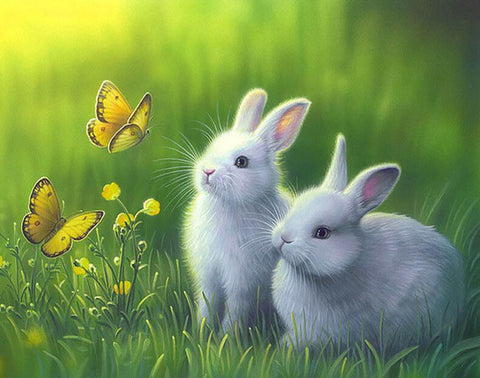 Image of Two Lovely Rabbits - DIY Diamond Painting