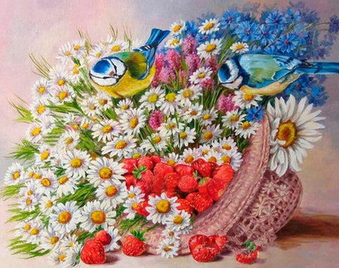 Image of Daisy Flower in a Basket - DIY Diamond Painting