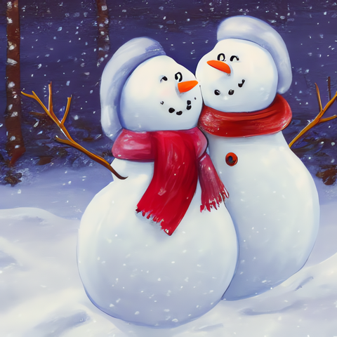 Image of Playful Couple Snowman - DIY Diamond Painting