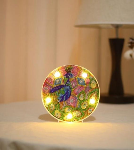 Mosaic Peacock - DIY Diamond Painting LED Lamp