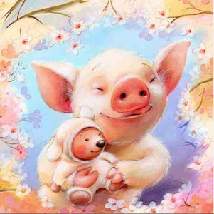 Piglet and a Toy  - DIY Diamond Painting