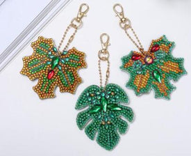 Leaves (5pcs) - DIY Diamond Painting Keychain