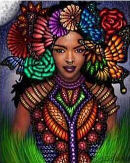 Image of African Girl and a Butterfly - DIY Diamond Painting