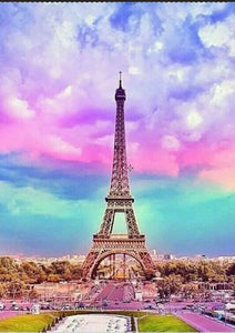 Eiffel Tower in Pastel Background - DIY Diamond Painting