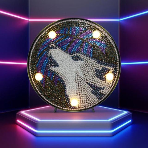 Image of Howling Wolf - DIY Diamond Painting LED Lamp